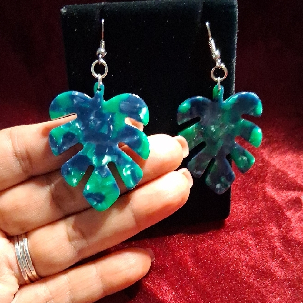 Tropical Leaf Dangle Earrings